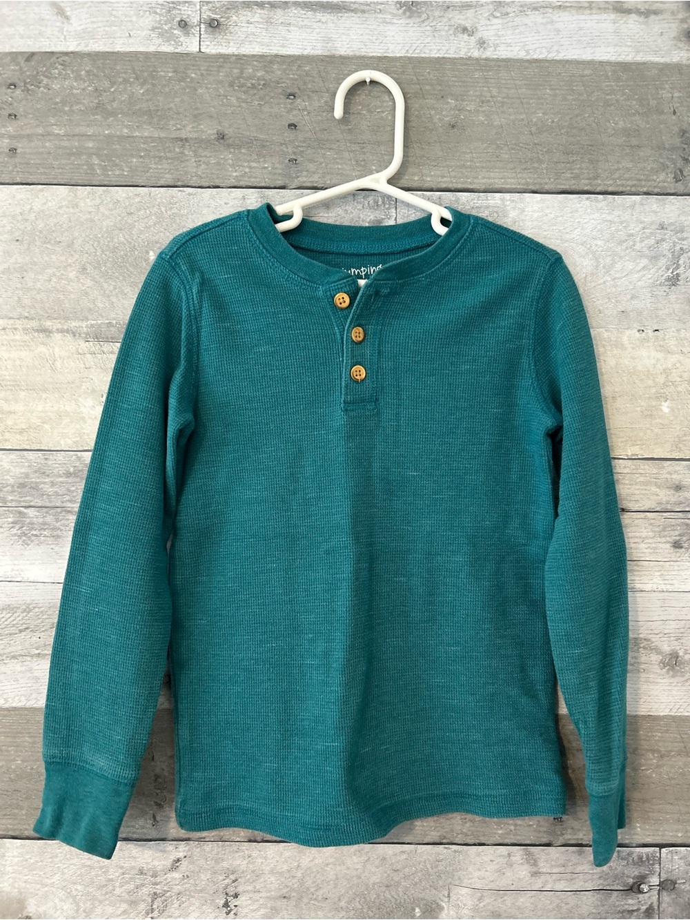 jumping beans Teal Long-Sleeve Henley Top with Wood Buttons